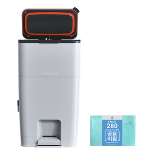 이지캔 소프트 더블 스멜락 듀얼 댐퍼 기저귀 쓰레기통 + 리필 1롤, 그레이블랙, 27L