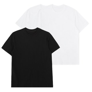 BASE ALPHA ESSENTIALS 透氣30支圓領短袖T恤 3件組, 黑色 + 白色