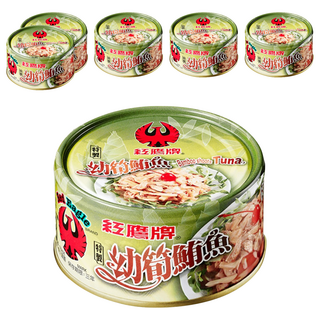 紅鷹牌 幼筍鮪魚 台灣宜蘭在地製造 不含防腐劑及化學色素, 170g, 6罐