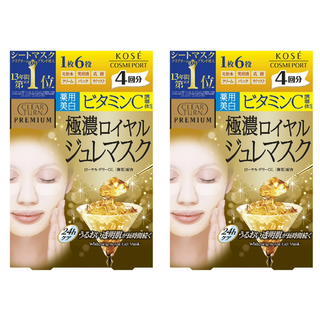 KOSE 高絲 CLEAR TURN 光映透 極濃皇家果凍面膜 美白, 雙重維他命C衍生物, 檸檬萃取液, 33g, 4入, 2盒