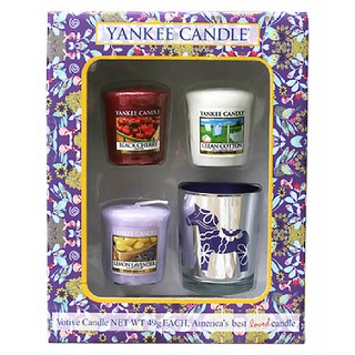YANKee CANDLe 祈願蠟燭禮盒組, 蠟燭 蠟燭燈座 紫色小馬, 香味隨機, 蠟燭 款式隨機 + 蠟燭燈座 紫色小馬