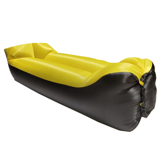 LoHoY 野餐必備草地便攜頭枕款 充氣沙發-輕巧好收納, 240 x 75cm, 黃黑色