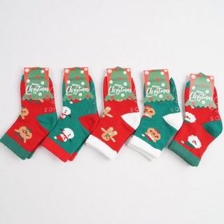 비바세븐 아동용 큐트캐럴 크리스마스 보온 양말 5족 세트