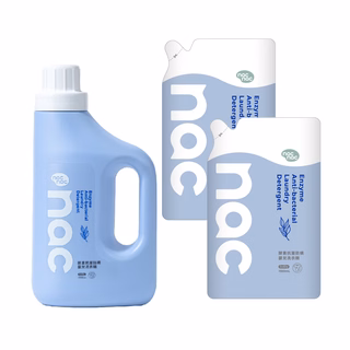 nac nac 酵素抗菌防蹣嬰兒洗衣精 1.2L 1瓶 + 補充包 1.1L 2包, 1組, 3.4L