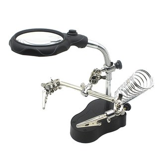 DAHN 達恩 LED工程電子光學放大鏡輔助焊接夾烙燈座 帶LED燈 穩固底座, 1個