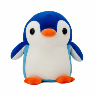 AllBeMine 歐比邁 企鵝玩偶 填充玩具 絨毛 聚酯纖維100% 適用年齡: 三歲以上, 18吋, 雙色毛料企鵝 藍色, 1個