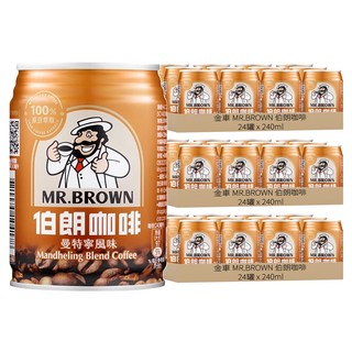 金車 MR.BROWN 伯朗咖啡 曼特寧風味, 240ml, 72罐