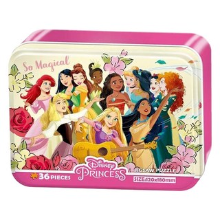 HUNDRED PICTURES 百耘圖 Disney Princess 鐵盒拼圖, 36片, 尺寸120x180mm, 1盒