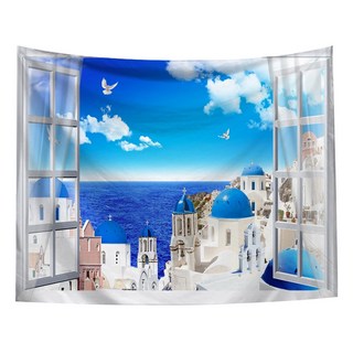 半島良品 居家裝飾掛布, 窗景愛琴海, 1件