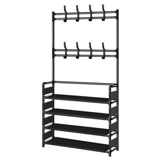 組合鞋架 155 x 60 x 26cm, 黑色, 4層