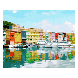 ArtLife 藝術生活 數字油畫DIY TW059 40 x 50cm 台灣風情誌 基隆正濱漁港彩色屋, 1個