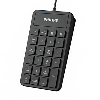 PHILIPS 飛利浦 有線數字鍵盤, SPK6106, 黑色