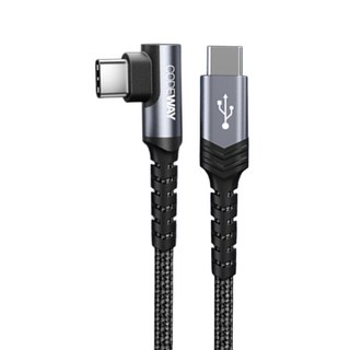 CODEWAY 90度 USB C to USB C 快充充電線, 2m, 灰色, 1條