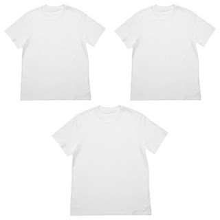 BASE ALPHA ESSENTIALS 中性款素色短袖T恤3件組, M, 白色