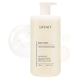 LIFENET 香氛沐浴乳 清新柑橘&羅勒香, 1L, 1瓶