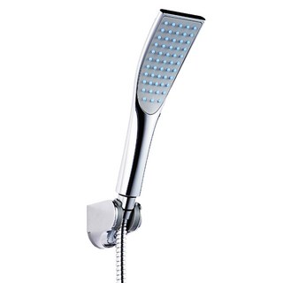 WIDE VIEW 強力增壓曲面蓮蓬頭 附1.5米加密鋼絲軟管 52孔出水 四分通用接口, 銀色, 1個