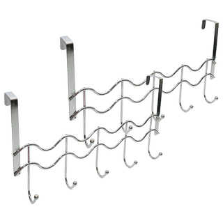 MH 家居 波浪型門後架 掛勾架 85 x 32 x 30cm, 不鏽鋼色, 2個