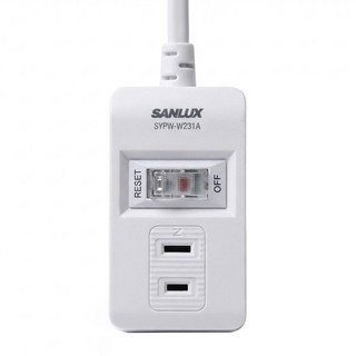 SANLUX 台灣三洋 3座單切延長用電源線組 含開關 2孔 SYPW-W231A, 1.8m, 白色, 1組