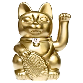 Diminuto Cielo 幸運繽紛自動招手招財貓, 15cm, 啞光金