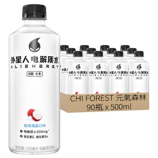 CHI FOREST 元氣森林 外星人電解質水運動飲料 荔枝海鹽風味, 500ml, 90瓶