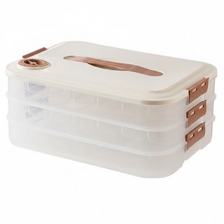 食品級PP可疊加透明水餃保鮮盒 三層一蓋, 1個, 1入