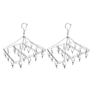 小麥購物 不鏽鋼曬衣架 方形款曬衣夾 C016 150g 2個, 顏色隨機