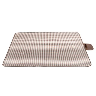 意丝丹 索樂生活 加大防水防潮野餐墊, 600D耐磨牛津布, 輕鬆摺疊方便攜帶, 細緻包邊不易脫線, 加厚防水PVC, 多種款式, 展開200 x 145cm 收納20 x 30 x 5cm, 咖啡格