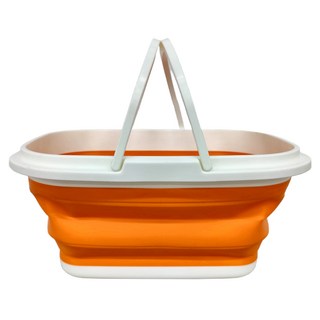 戶外多用途高度可調手提摺疊桶 10L水桶容量 便攜摺疊功能 堅固耐用, 橘色