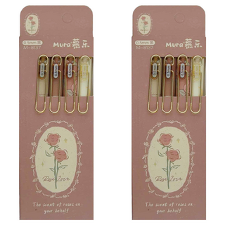 Mura 慕樂 按鍵中性筆 4支, 玫瑰與詩, 2盒, 黑色