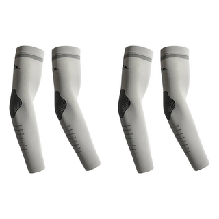 GOLOV.EJOy 中性款 運動防曬冰絲涼感高彈吸濕速乾袖套 UVS014, 2組, 灰條