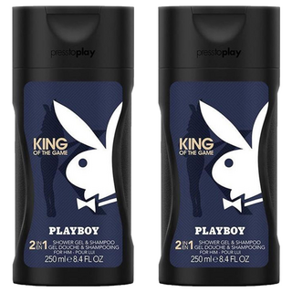 PLAYBOY 國王皇后 King Of The Game 經典男性保濕香水2合1洗髮沐浴膠 - 清新木質香調 全能洗淨, 250ml, 2瓶