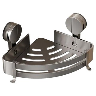 HOUDER 吸盤式太空鋁置物架 三角 標準, 槍灰色, 1個