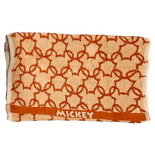 Disney 迪士尼 米奇經典花紋洗臉巾(棕) 28*51CM 60G, 1入, 棕