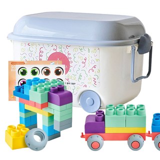 AttiRabbit 繽紛柔軟軟積木 100p, 1個, 寶寶藍