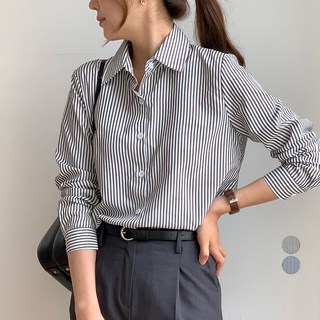 afinar 女款寬鬆條紋基本款襯衫