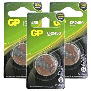 GP Batteries 超霸 CR2450 鈕型鋰電池, 3個, 1入