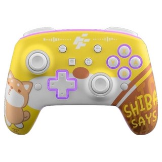 FlashFire 富雷迅 柴語錄 Switch/PC雙替換面板無線手把, 支援多平台, 附帶PC無線2.4G連接器, 可設置連發功能, S203SH, 1個, 黃色