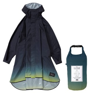 KiU 標準成人空氣感有袖斗篷雨衣 防水20 000mmH2O, 漸變薩克斯藍, 1件
