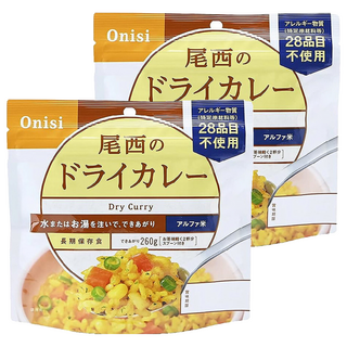 Onisi 尾西 沖泡即食飯 咖哩風味, 2包, 100g