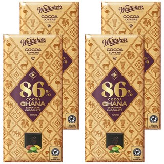Whittaker's Cocoa Lovers 86%迦納黑巧克力, 4塊, 100g