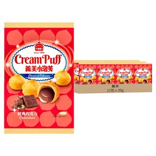 義美 小泡芙 經典巧克力, 39g, 12包
