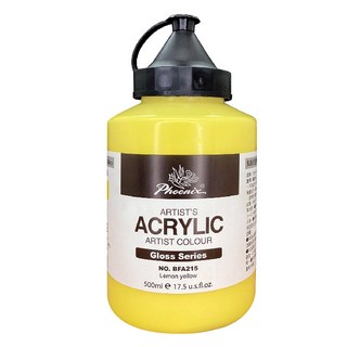 Phoenix 鳳凰畫材 亮光壓克力顏料 檸檬黃 215 500ml, 1色