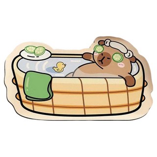 水豚硅藻泥地墊, 黃瓜泡澡, 60 x 40cm, 浴室吸水防滑墊, 1個