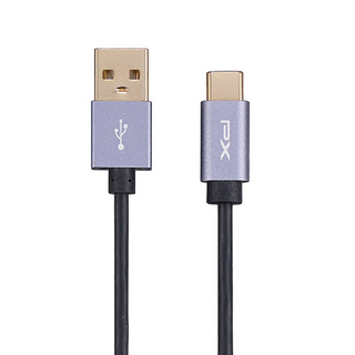 PX 大通 高速充電傳輸線 USB2.0 C to A 支援9V快充 5V@3A大電流 耐插拔1萬次, 1m, 黑色, 1條