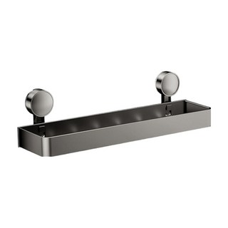 吸盤系列太空鋁洗手台置物架 免釘安裝 浴室收納層架, 400 x 124 x 35mm, 槍灰色, 1個