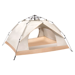 KAIMONG 防潑水快速帳3-4人 米白色, 展開尺寸(200 x 200 x 145cm) 收納尺寸(75 x 16 x 16cm)
