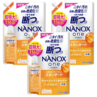 LION 獅王 NANOX one 奈米樂 超濃縮抗菌洗衣精補充包 潔淨消臭, 1.16kg, 3包