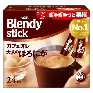 AGF Blendy 大人系微苦咖啡歐雷風味即溶飲品 深煎, 7.5g, 24條, 1盒