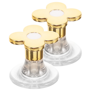 日本小花 馬桶按鍵 Set 2入 花朵形狀 ABS材質 防水防污 無痕黏貼, 金色