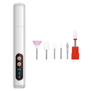YUNMI 電動打磨器/USB充電式指甲修護美甲機 附磨頭 5個, 1個, 白色